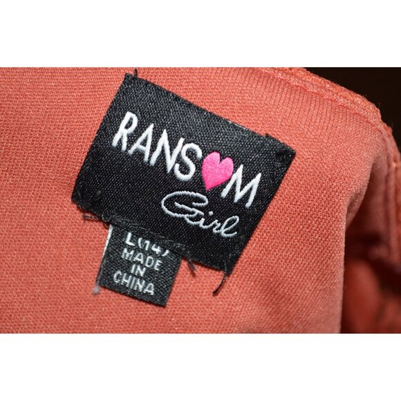 Coral Orange Lace Long Sleeve Top Ransom Girls Sz 14 Y2K Cropped Boho Romantic - Picture 4 of 6